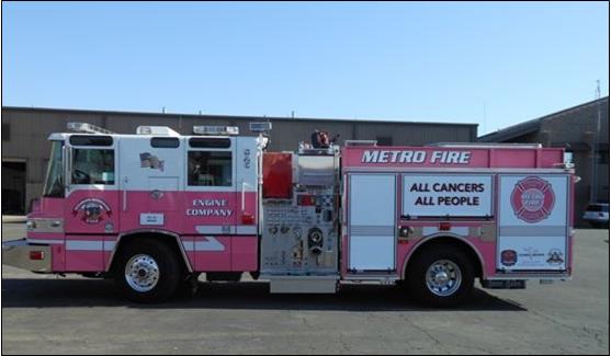 Sacramento Metro Fire Cancer Awareness pink engine